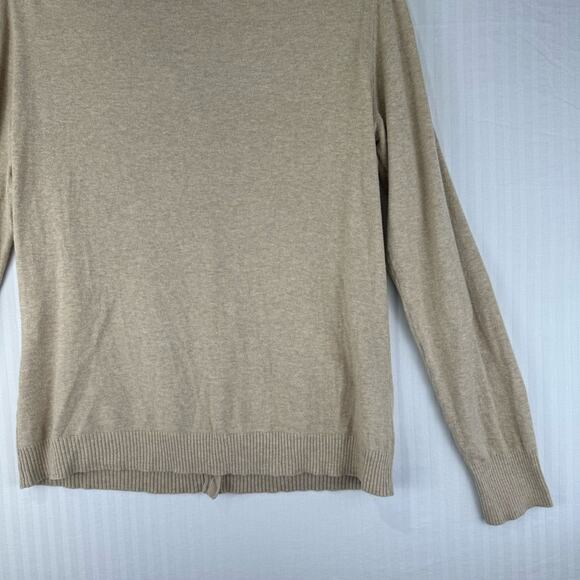 Cherokee Button Up Cardigan Tan Knit Sweater Women Size Large Pink Argyle Print - Picture 9 of 10